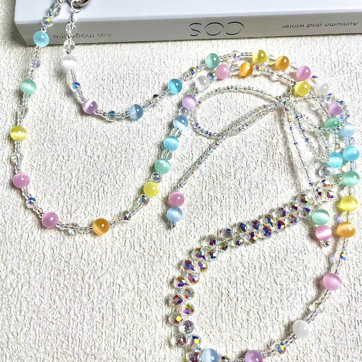 120cm Beaded Diagonal Cross Small Bag Hanging Mobile Phone Charm Decorative Chain